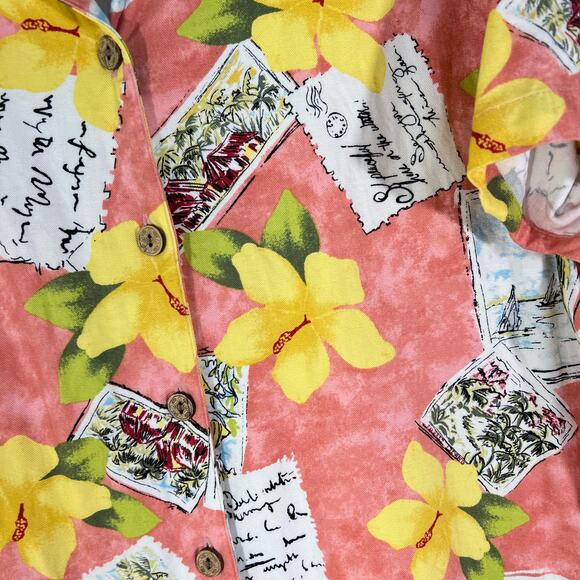 Marsh Landing Mens Hawaiian Shirt Multicolor Floral Short Sleeve XL - Picture 4 of 6